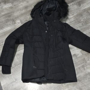 London Fog Black Jacket with Fur Trim